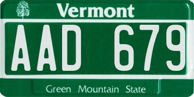 VT license plate AAD679