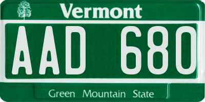 VT license plate AAD680