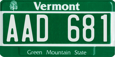 VT license plate AAD681