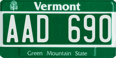 VT license plate AAD690