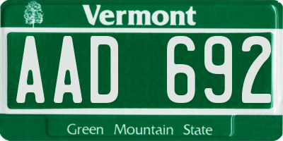 VT license plate AAD692