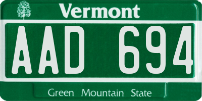 VT license plate AAD694