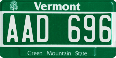 VT license plate AAD696