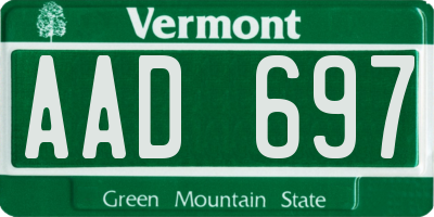 VT license plate AAD697