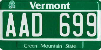 VT license plate AAD699