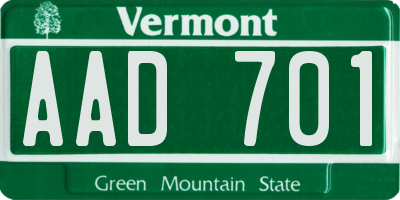 VT license plate AAD701