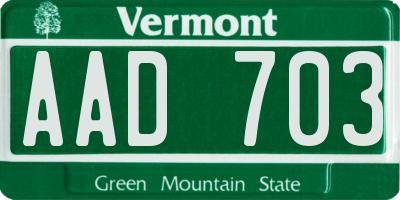 VT license plate AAD703