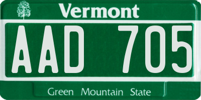 VT license plate AAD705