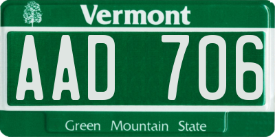 VT license plate AAD706