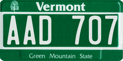 VT license plate AAD707