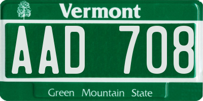 VT license plate AAD708