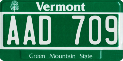 VT license plate AAD709