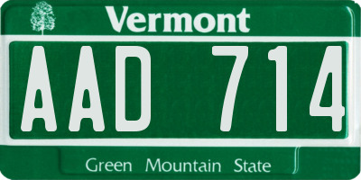 VT license plate AAD714