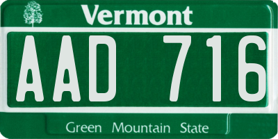 VT license plate AAD716