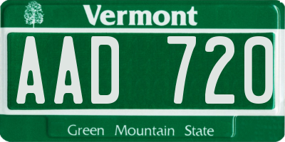 VT license plate AAD720