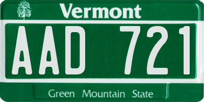 VT license plate AAD721