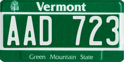 VT license plate AAD723