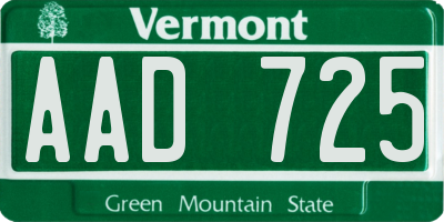 VT license plate AAD725