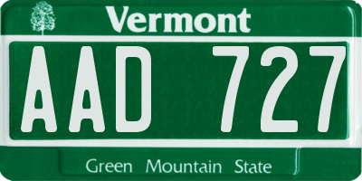 VT license plate AAD727