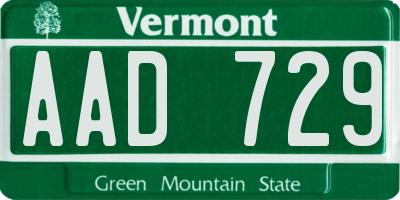 VT license plate AAD729