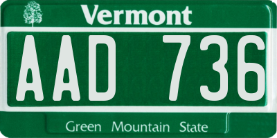 VT license plate AAD736