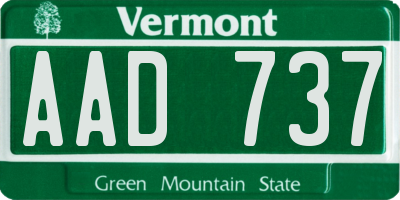 VT license plate AAD737