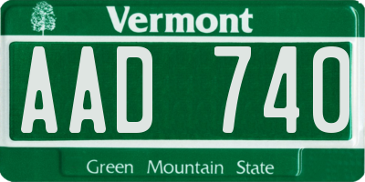 VT license plate AAD740