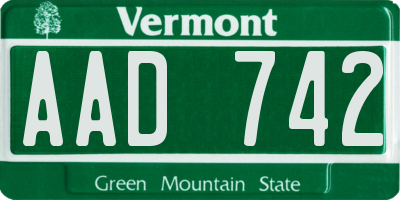 VT license plate AAD742