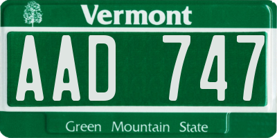 VT license plate AAD747