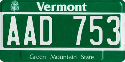 VT license plate AAD753