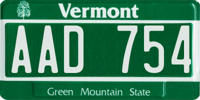 VT license plate AAD754