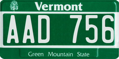 VT license plate AAD756