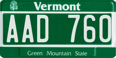 VT license plate AAD760