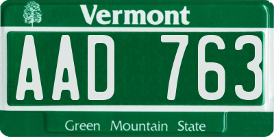 VT license plate AAD763