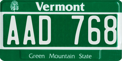 VT license plate AAD768