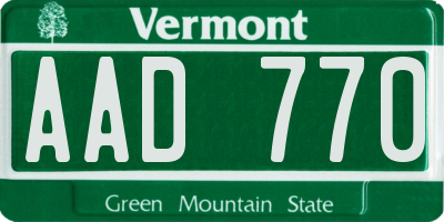 VT license plate AAD770
