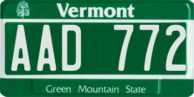 VT license plate AAD772