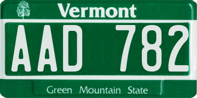 VT license plate AAD782