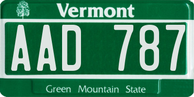 VT license plate AAD787