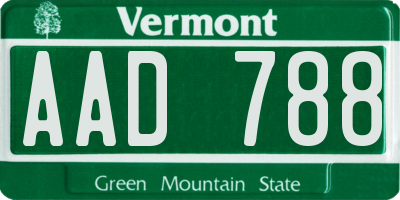 VT license plate AAD788