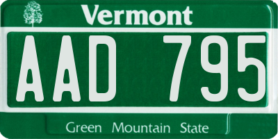 VT license plate AAD795