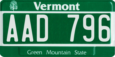 VT license plate AAD796
