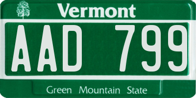 VT license plate AAD799