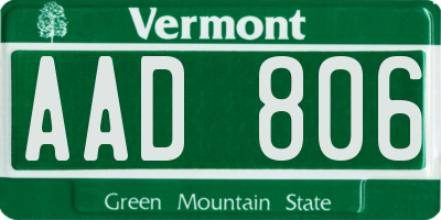 VT license plate AAD806