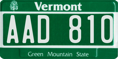 VT license plate AAD810