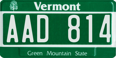 VT license plate AAD814