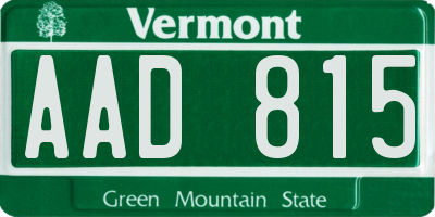 VT license plate AAD815