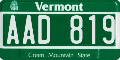 VT license plate AAD819