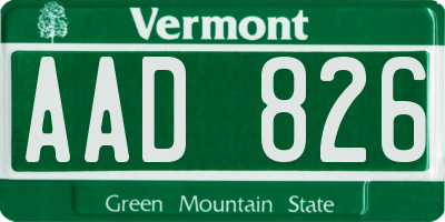 VT license plate AAD826