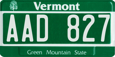 VT license plate AAD827